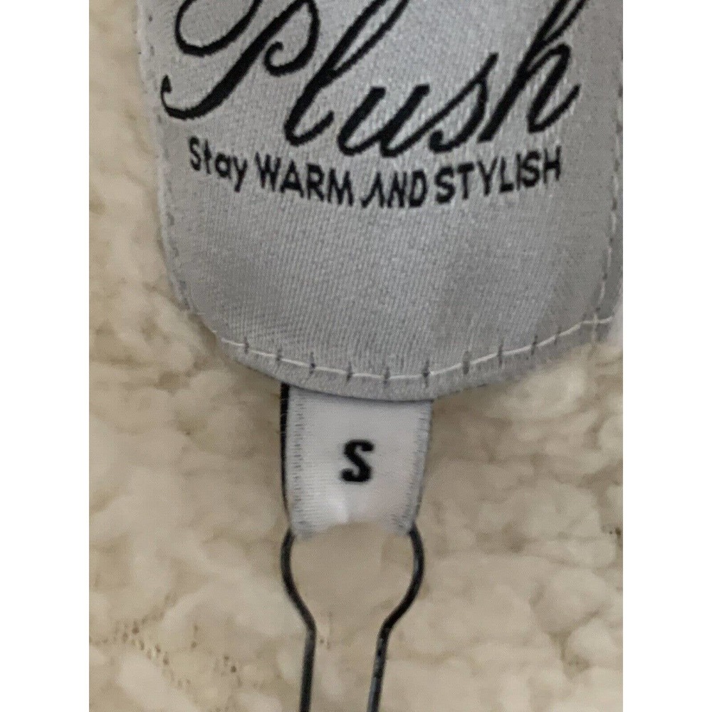 Plush X Revolve Women’s Cream Brown Sherpa Hooded Jacket NEW Size Small - Picture 9 of 10